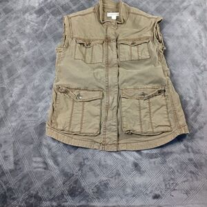 Marrakech Anthropologie Lina Utility Miltary Cargo Vest Sz M Green Cinch Waist‎